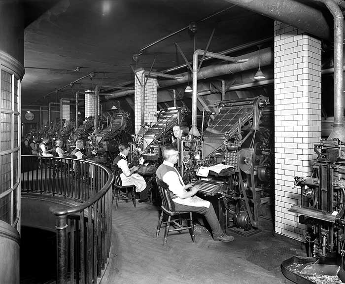 Linotype Machines, Fleet Street (from Heritage Explorer)